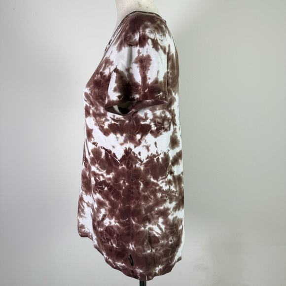 Prana Brown Tie Dye T Shirt Women's Medium Short Sleeve Western Boho Festival - Picture 3 of 12